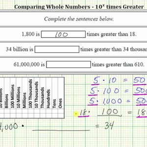How Many Times Larger One Whole Number is Than Another (10^n)