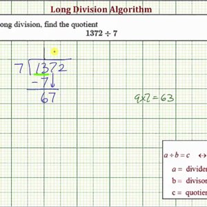 Ex: Long Division - Four Digit Divided by One Digit (No Remainder)