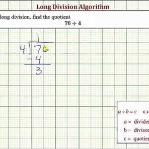 Ex: Long Division - Two Digit Divided by One Digit (No Remainder)